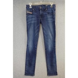 Womans Diesel grupee blue jeans size 25 super slim, skinny low waist stretch